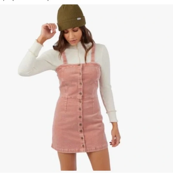 Pink O’Neill Corduroy Button-Front Mini Dress with Straps - Picture 4 of 8